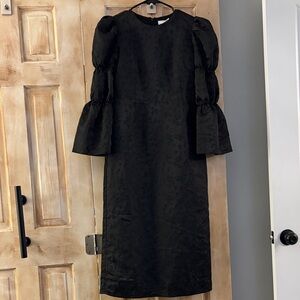 Elegant Black Long Sleeve Dress with Puff Sleeves